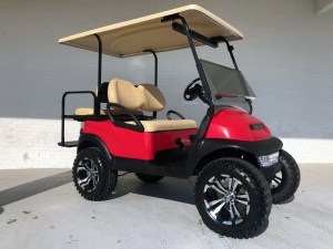 Used Golf Carts For Sale in SC Red Lifted Club Car Precedent with Extended Top